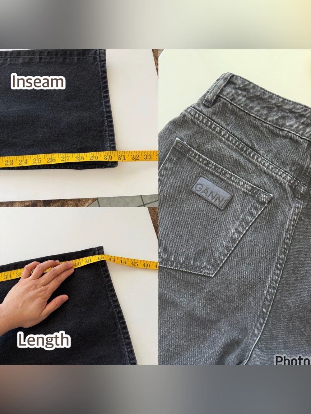 GANNI Magny Wide Leg Jeans in Washed Black High Waisted. - Picture 12 of 12